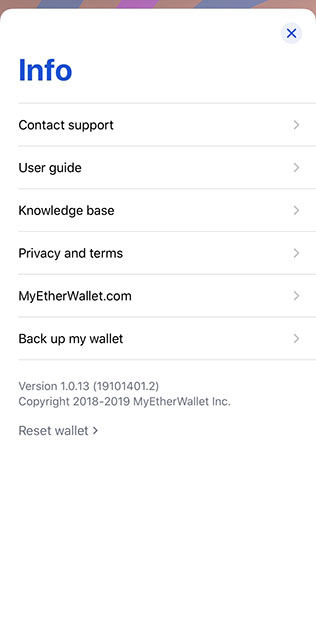 MyEtherWallet információs felület.